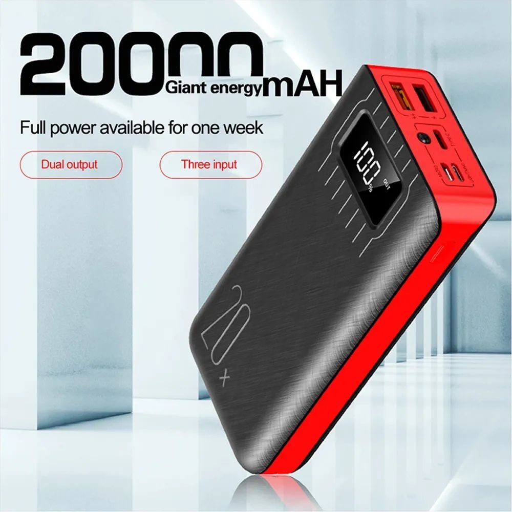 20000mAh External Battery Power Bank Dual USB With LED Flashlight - JenJaz Collections