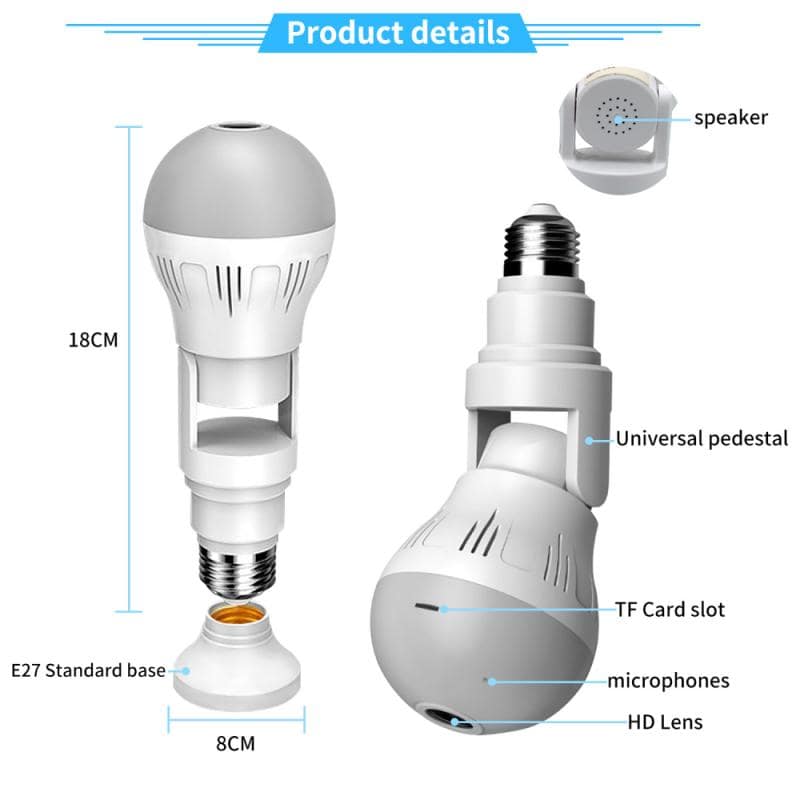 360° Panoramic Hidden Light Bulb Wifi Camera - JenJaz Collections