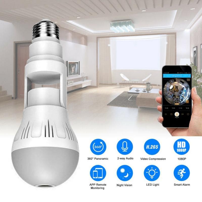 360° Panoramic Hidden Light Bulb Wifi Camera - JenJaz Collections